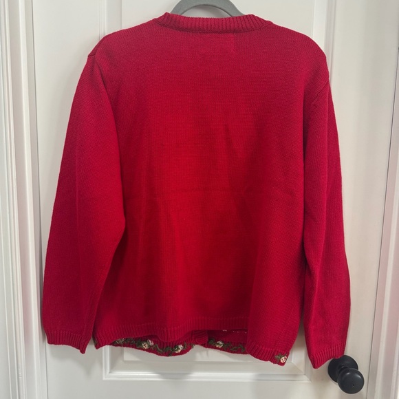 Vintage Heirloom Collectibles Medium Red Embroidered Patchwork Heart Cardigan - Picture 11 of 12